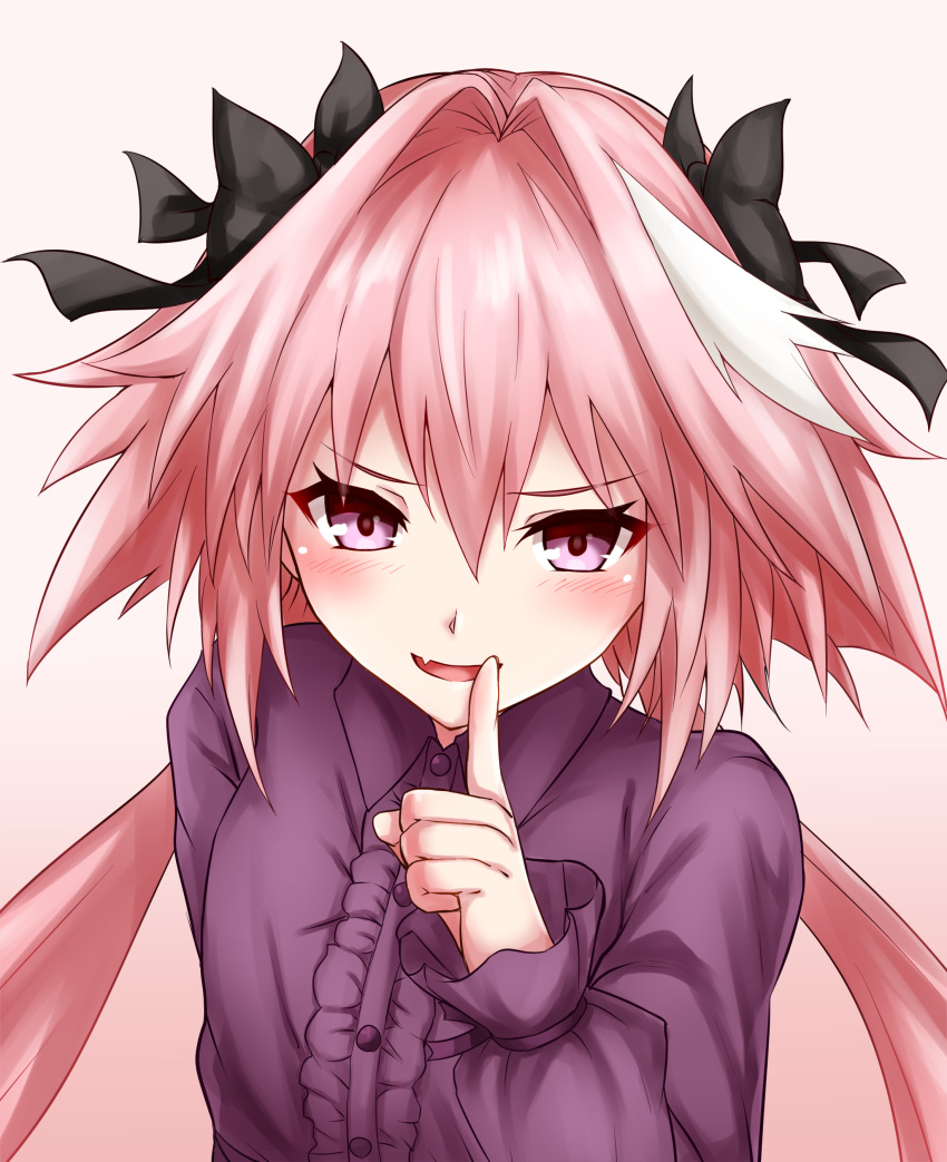 1boy, absurdres, astolfo_(fate), bangs, black_bow, blush, bow, center_frills