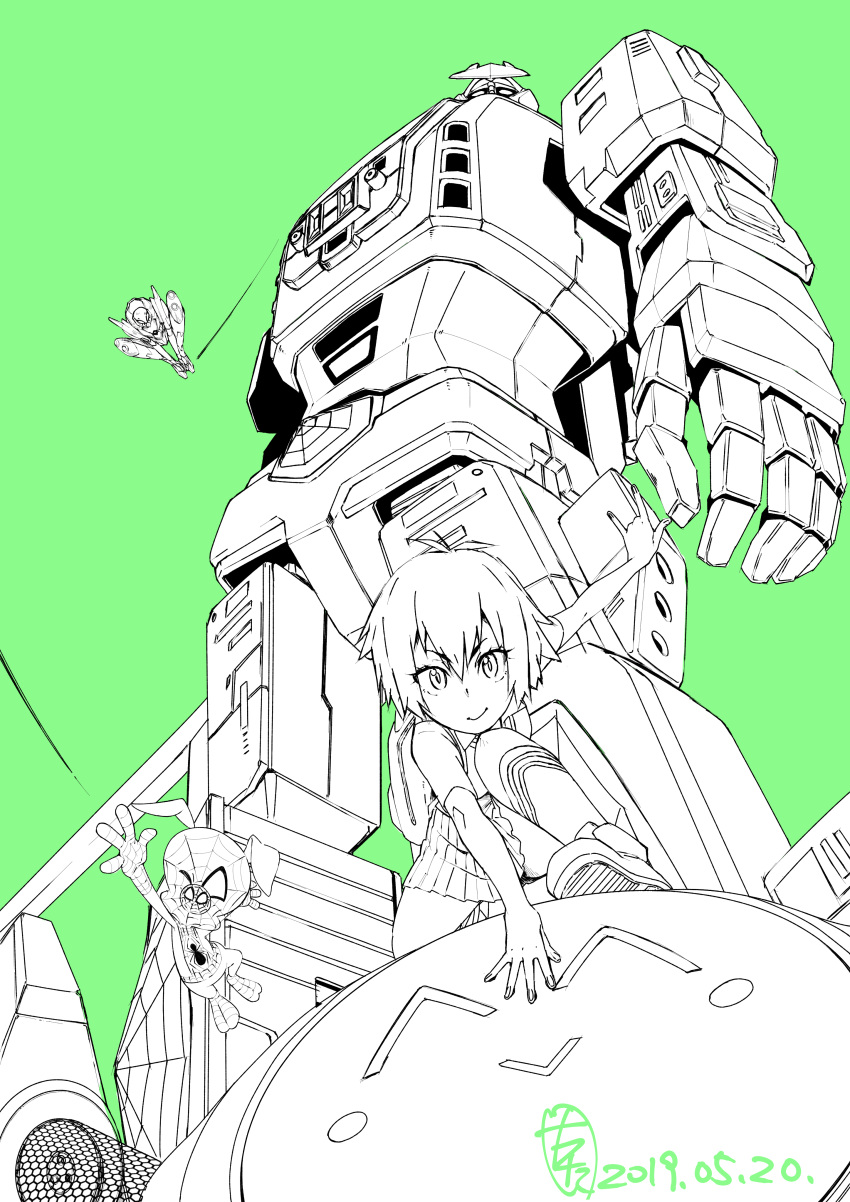 1boy, 1girl, absurdres, commentary, green_background, highres, leopardon, lineart
