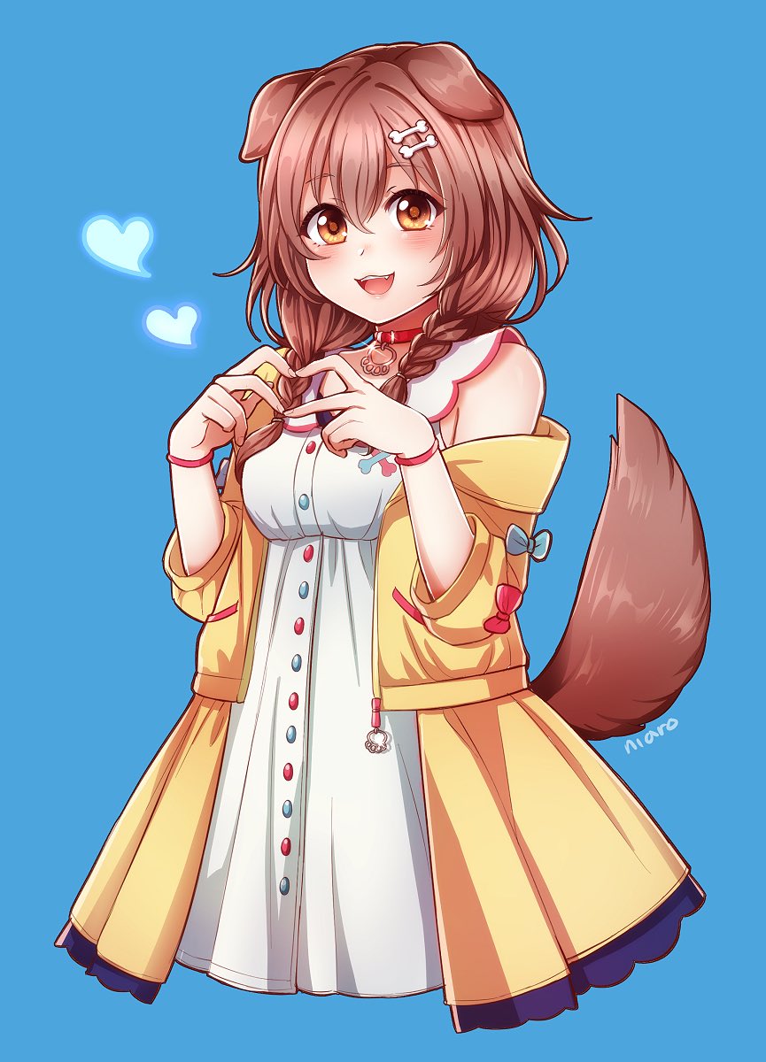1girl, :3, animal_ears, bangs, bare_shoulders, blue_background, blue_bow, blush