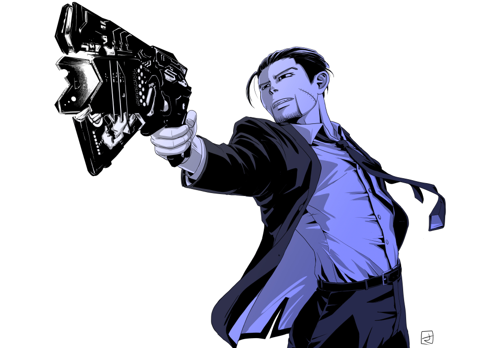 1boy, 390skr390, belt, black_eyes, black_hair, black_neckwear, black_pants, black_suit