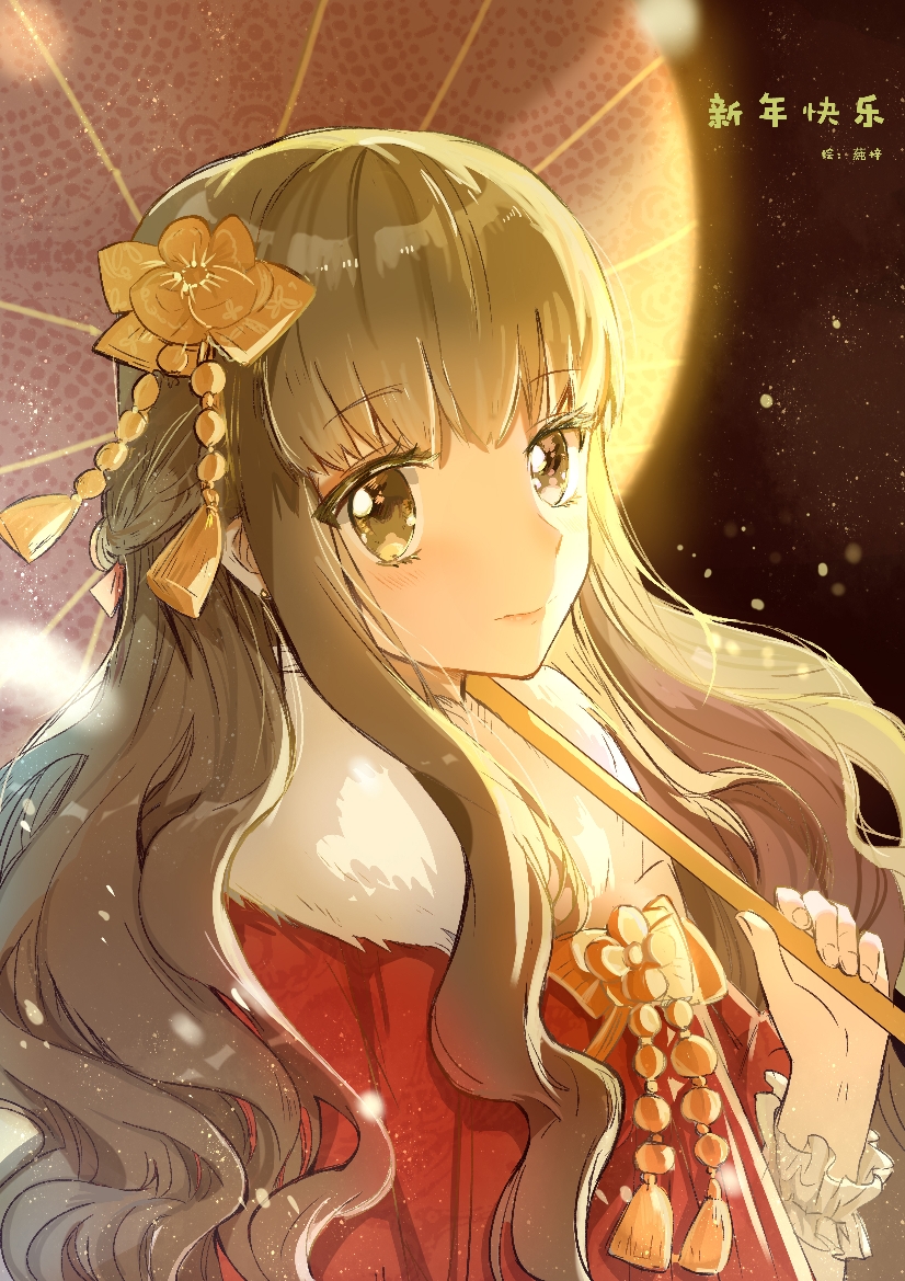 1girl, bangs, bow, brown_eyes, brown_hair, chunzisame, eyebrows_visible_through_hair, fate/extra