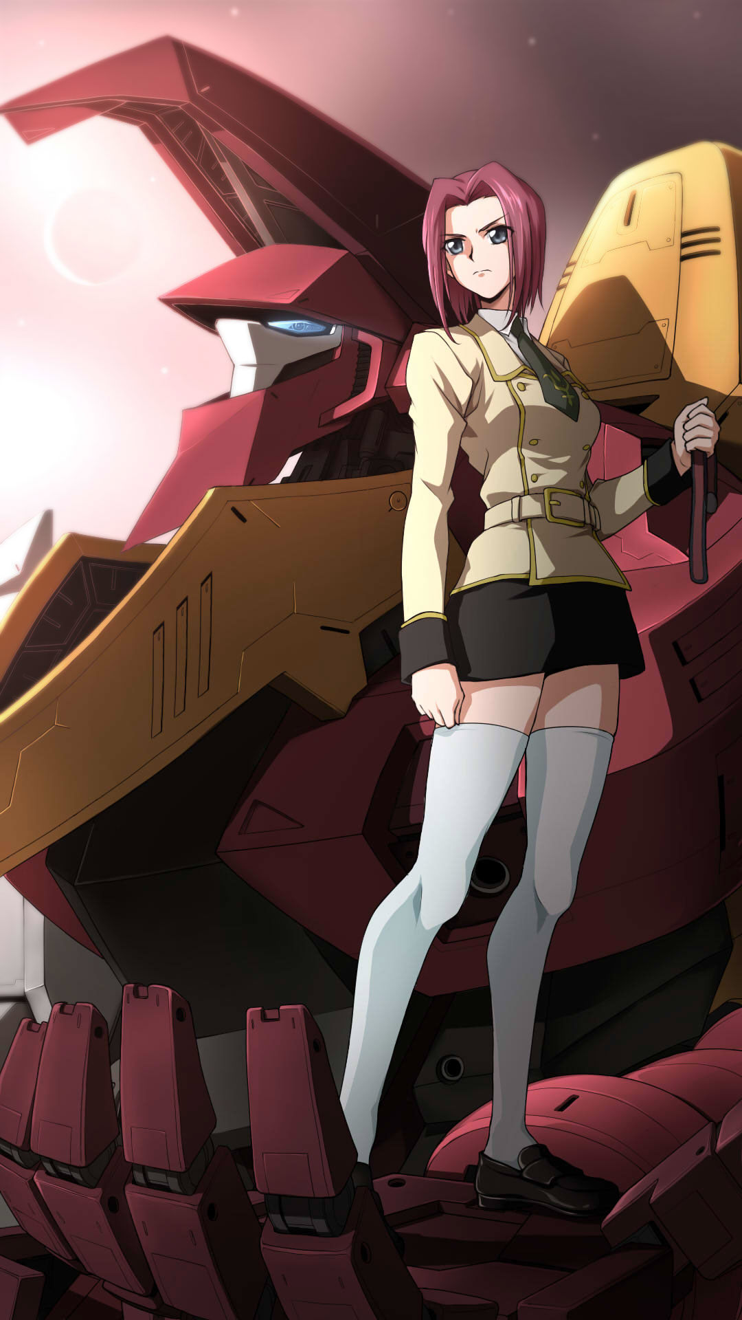 1girl, ashford_academy_uniform, belt, belt_buckle, black_skirt, blue_eyes, brown_footwear, buckle