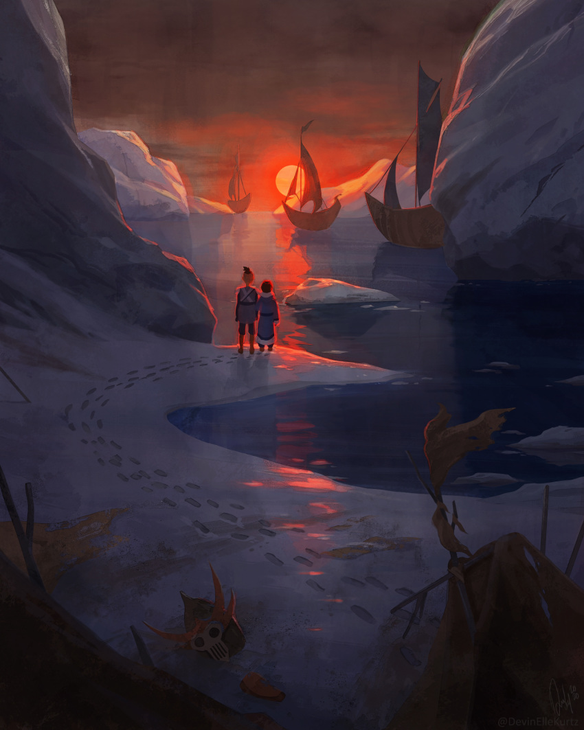 1boy, 1girl, avatar:_the_last_airbender, avatar_legends, back, boat, brother_and_sister, devin_elle_kurtz