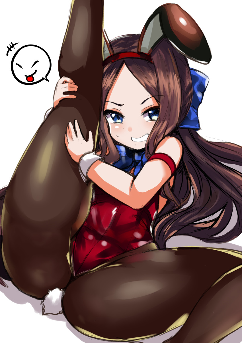1girl, absurdres, animal_ears, ass, bangs, bare_shoulders, blue_bow, blue_eyes