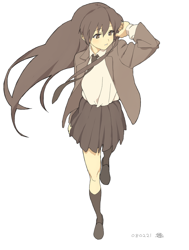 bad_id, brown_eyes, brown_hair, hakuto_(artist), hiro_(dismaless), long_hair, necktie, original
