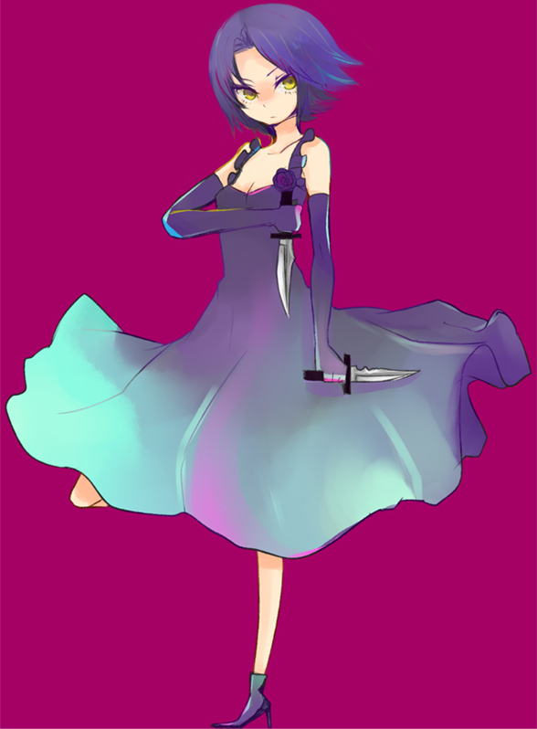 baccano, chane_laforet, dress, dual_wielding, elbow_gloves, gloves, high_heels, knife