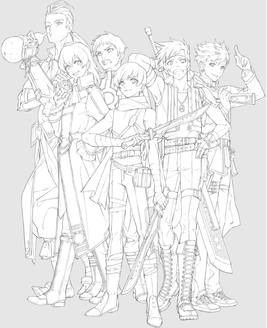 6+boys, agate_crosner, armor, armpits, belt, belt_boots, boots, cross-laced_footwear