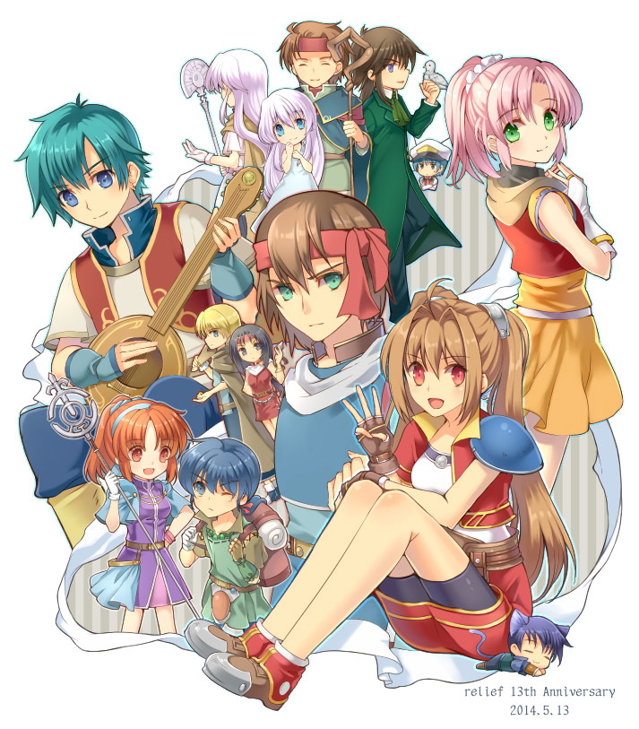 6+boys, 6+girls, :3, :d, ahoge, aisagi, akai_shizuku, animal_ears