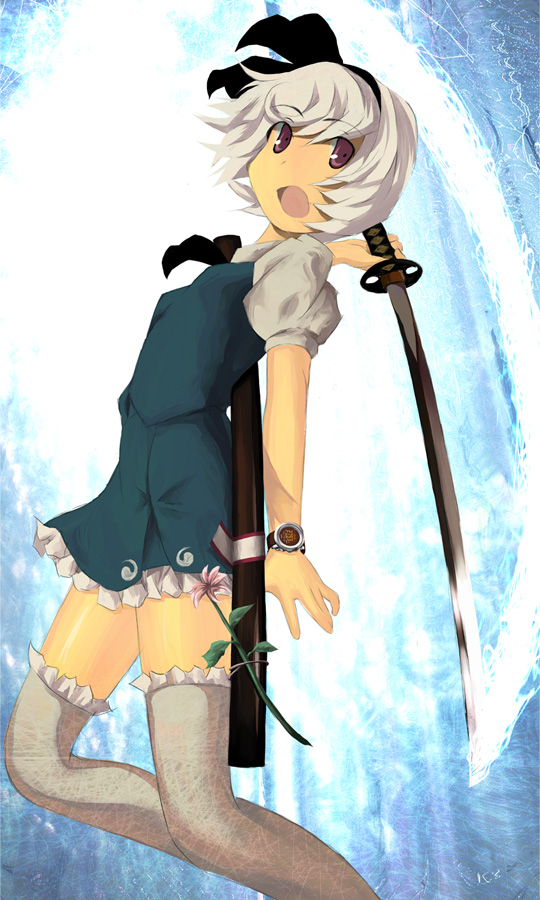 hitodama, konpaku_youmu, konpaku_youmu_(ghost), kusobaka, myon, sheath, short_hair, silver_hair
