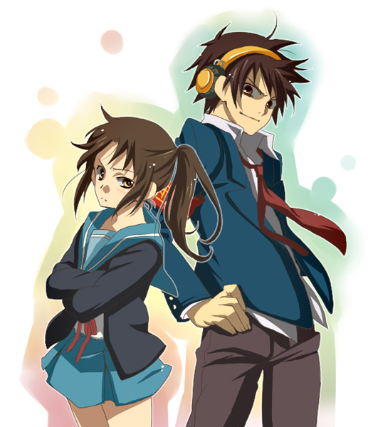 genderswap, headphones, katsuko_(naruto), kyonko, school_uniform, suzumiya_haruhi, suzumiya_haruhi_no_yuuutsu, suzumiya_haruhiko