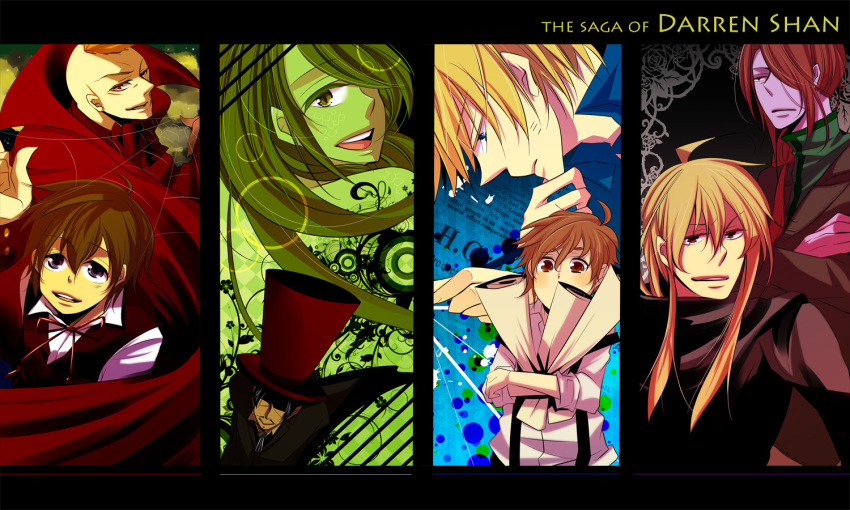 6+boys, asakiti, black_hair, blonde_hair, blue_eyes, cape, darren_shan, evra_von