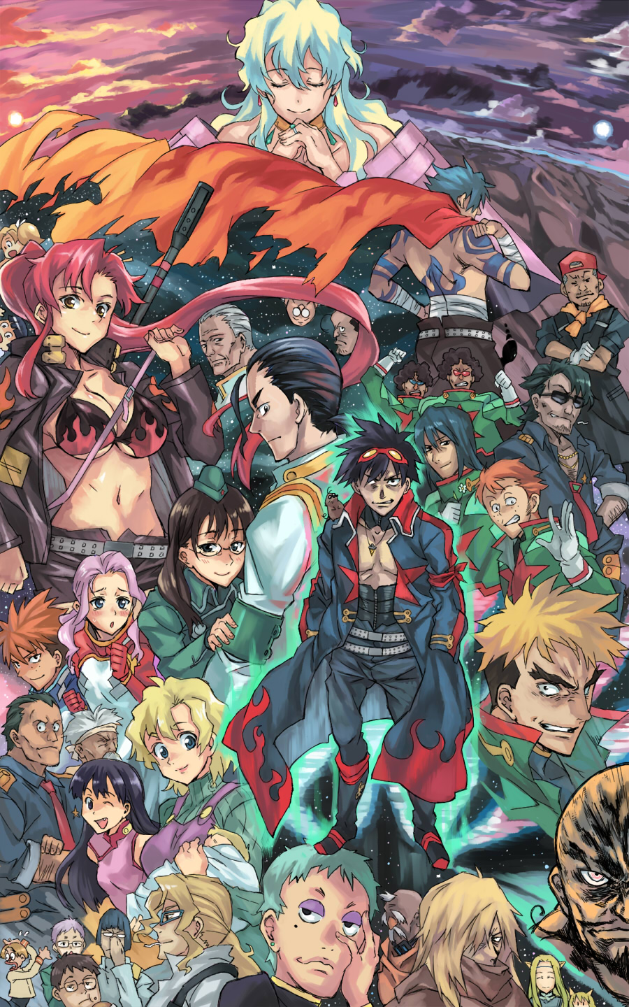 boota, darry_adai, everyone, gimmy, gimmy_adai, gurren-lagann, highres, kamina