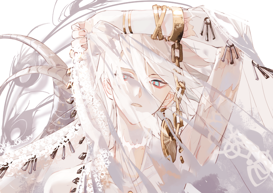 1boy, bangs, blue_eyes, bracelet, chain, close-up, eyeshadow, fate/apocrypha