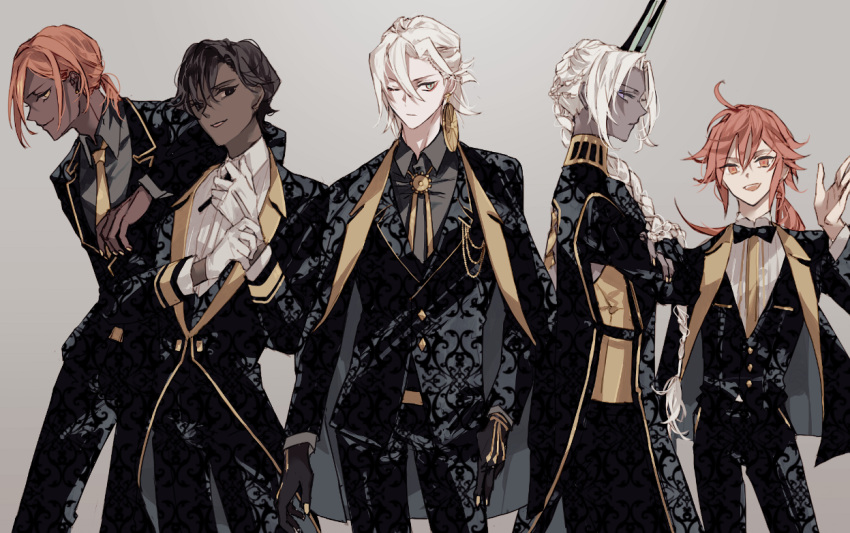 5boys, ahoge, alternate_costume, alternate_hairstyle, arjuna_(fate/grand_order), arjuna_alter, arm_on_shoulder, ashwatthama_(fate/grand_order)