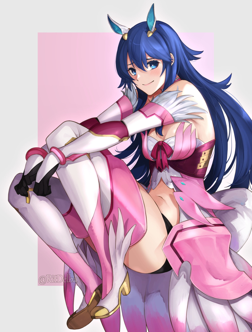 1girl, absurdres, black_shorts, blue_eyes, blue_hair, boots, closed_mouth, cosplay