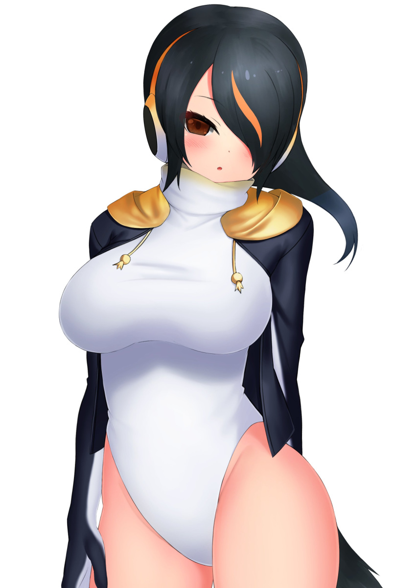 1girl, absurdres, arm_behind_back, black_hair, blush, breasts, brown_eyes, commentary