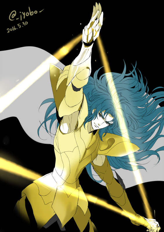 1boy, jobo_(isi88), long_hair, male, saint_seiya, sea_dragon_kanon, simple_background, solo