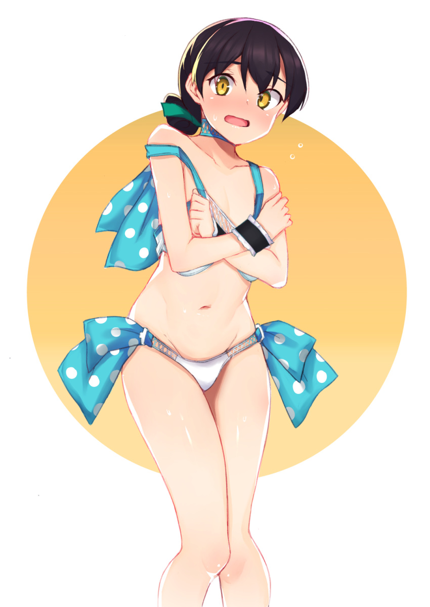 1girl, akitsushima_(kantai_collection), akitsushima_(kantai_collection)_(cosplay), black_hair, blush, collarbone, cosplay, falsche.shido