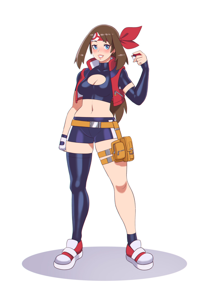 1girl, absurdres, alternate_costume, asymmetrical_gloves, asymmetrical_legwear, bike_shorts, black_legwear, blue_eyes