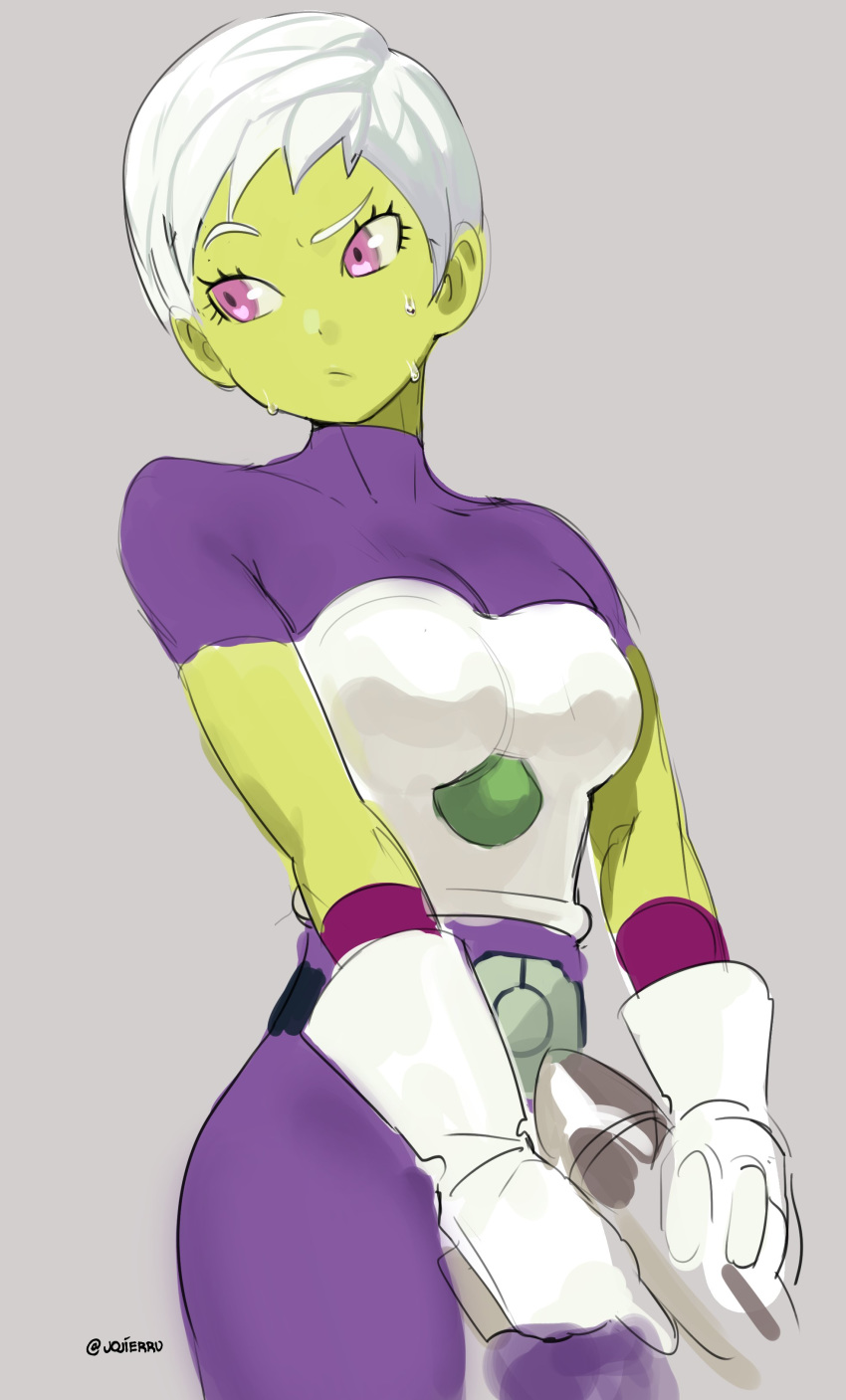 1girl, :/, absurdres, artist_name, belt, belt_buckle, blue_belt, bodysuit