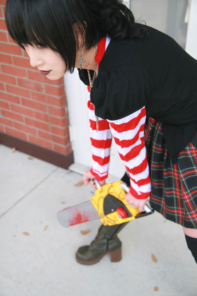 asian, black_lagoon, boots, chainsaw, cosplay, emo, female, girl