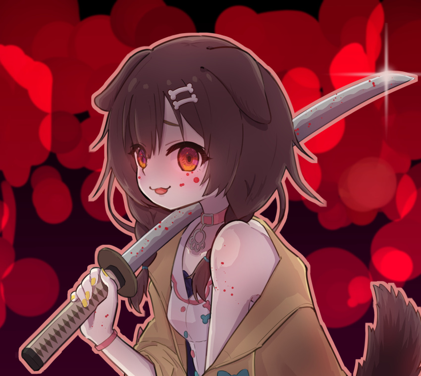 1girl, :3, absurdres, animal_ears, bangs, bankamba, blood, blood_on_face