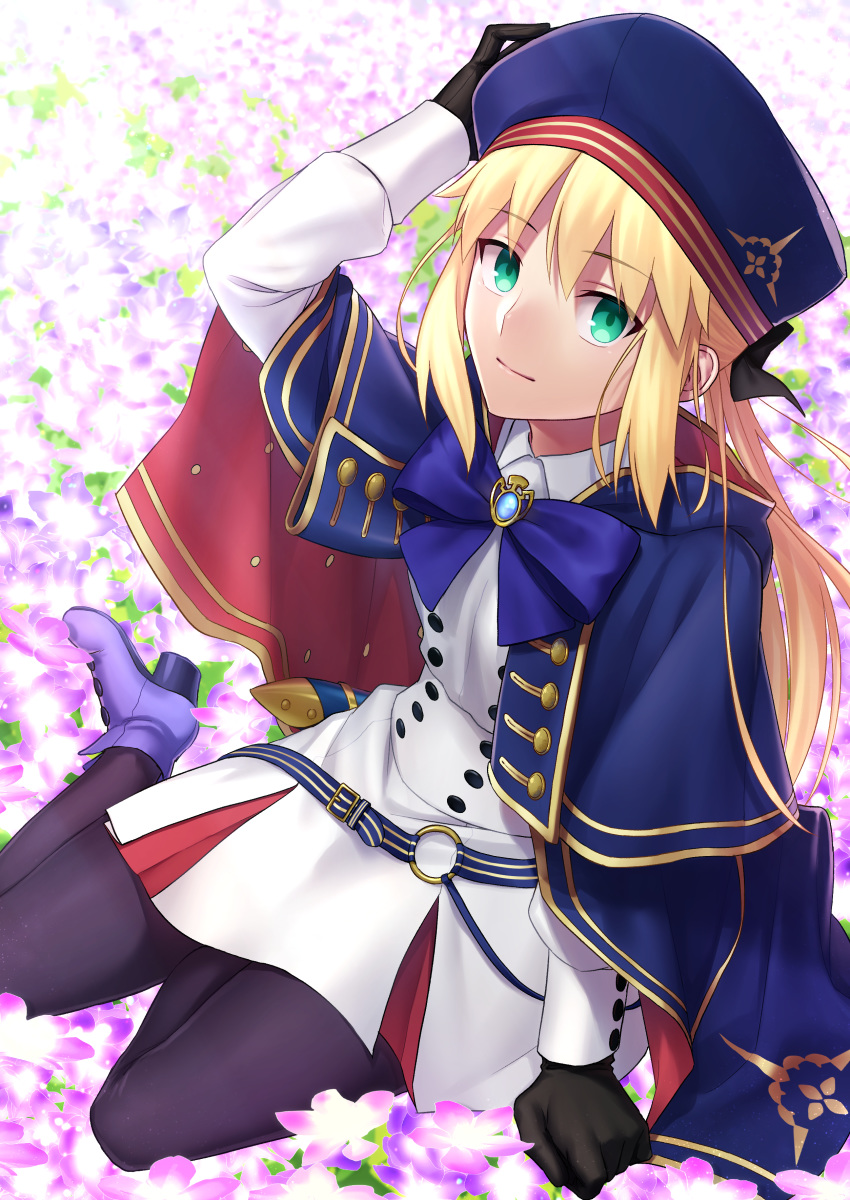 1girl, absurdres, artoria_pendragon_(all), artoria_pendragon_(caster), blonde_hair, boots, eyebrows_visible_through_hair, eyes_visible_through_hair