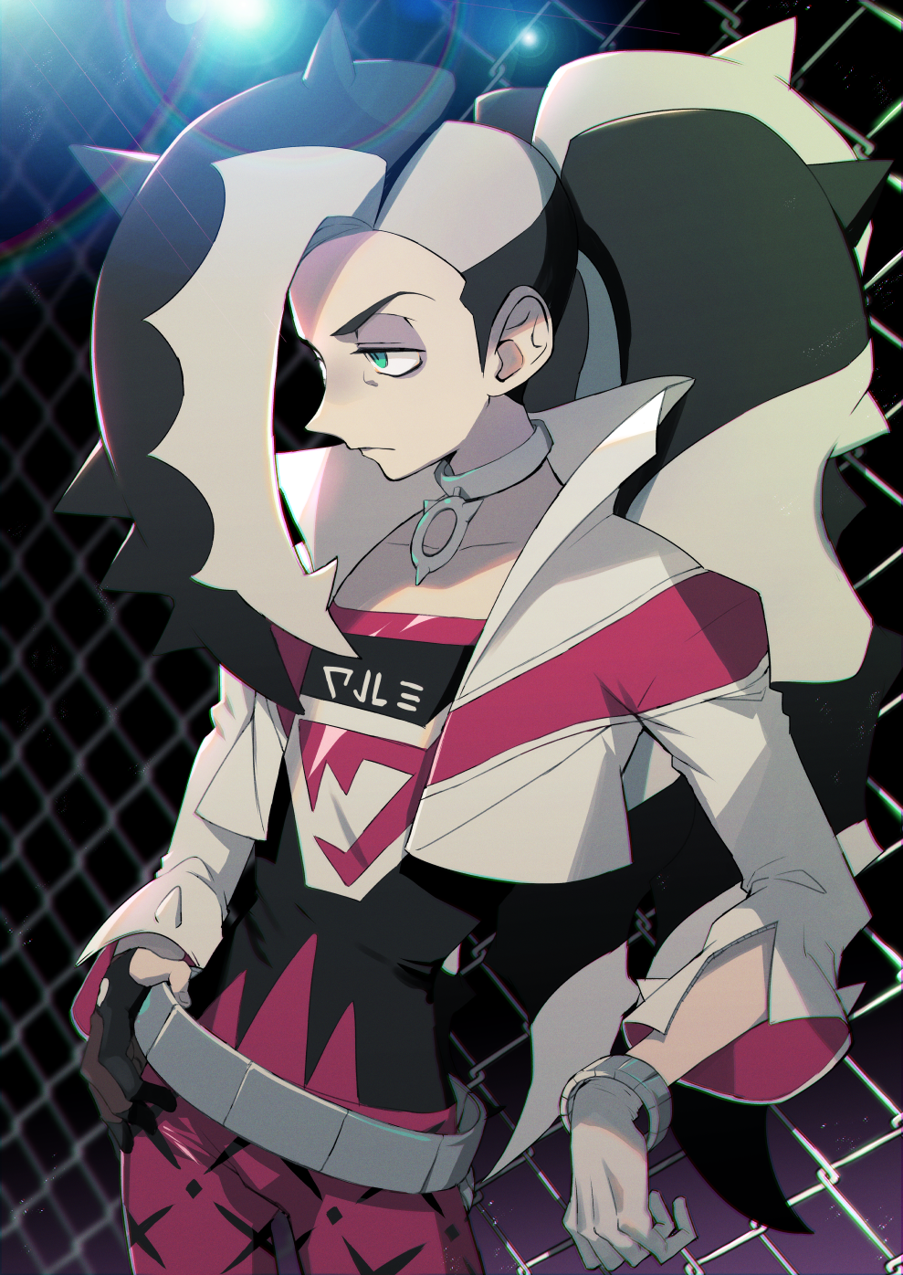 1boy, bangs, black_hair, bracelet, choker, closed_mouth, collarbone, commentary_request