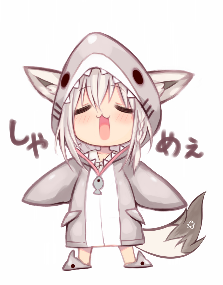 1girl, :d, ^_^, ^o^, animal_ears, animal_slippers, bangs, blush