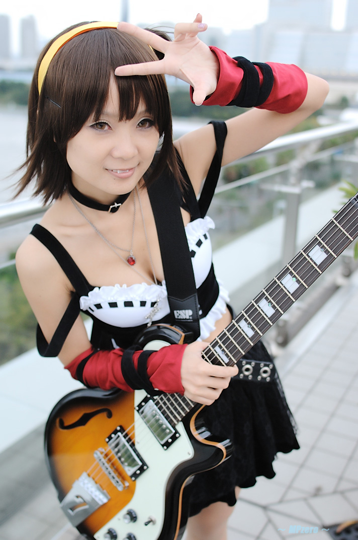 bustier, cosplay, guitar, hairband, hiromichi, lingerie, miniskirt, photo