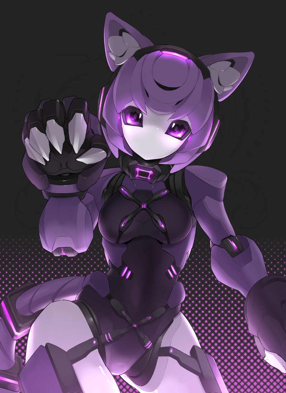 animal_ears, borrowed_character, cat_ears, claw_pose, claws, commission, glowing, glowing_eyes