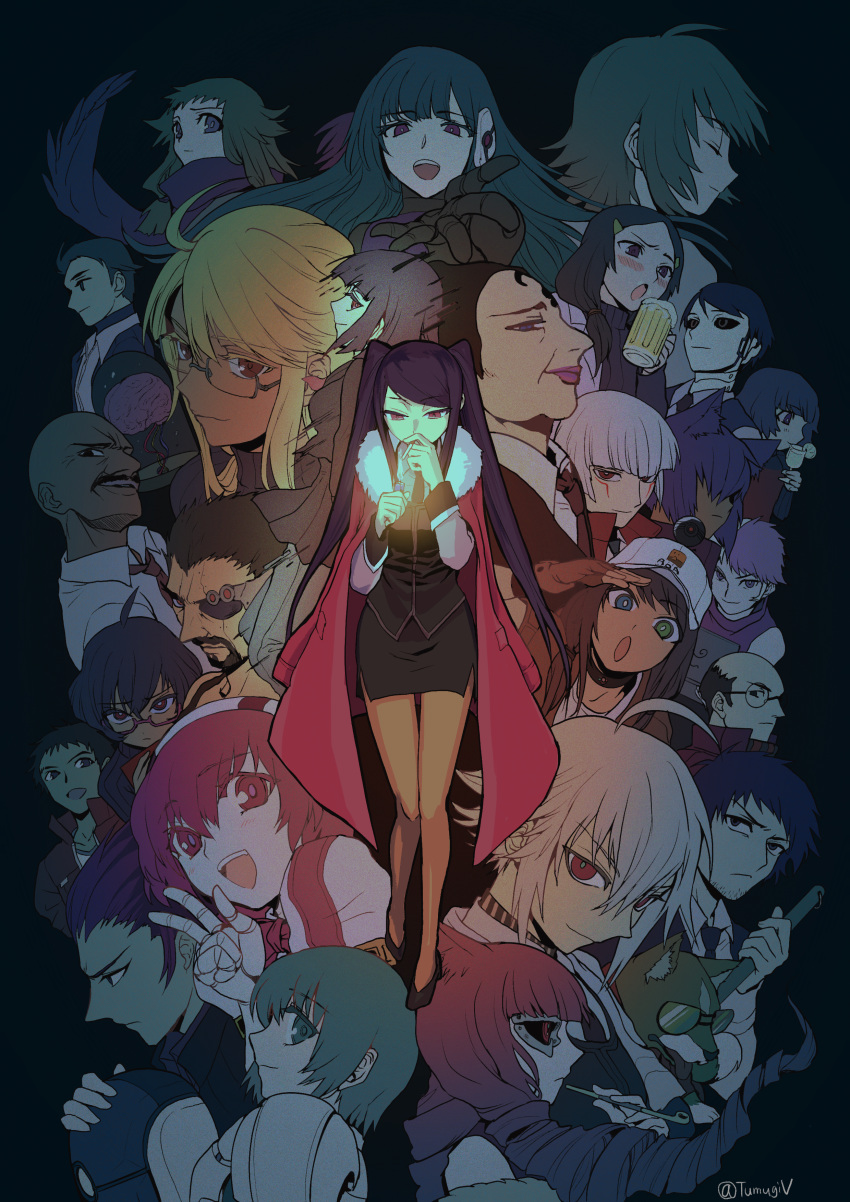 1other, 6+boys, 6+girls, absurdres, ahoge, alcohol, alma_armas, android