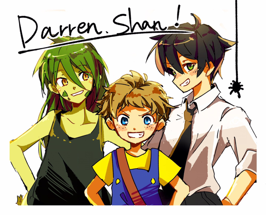 3boys, black_hair, blue_eyes, brown_hair, darren_shan, evra_von, freckles, green_eyes