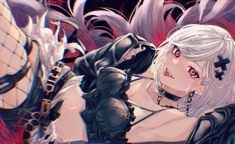 1girl, alter_ego_malevolent_(granblue_fantasy), black_jacket, breasts, choker, crop_top, djeeta_(granblue_fantasy), fishnet_legwear