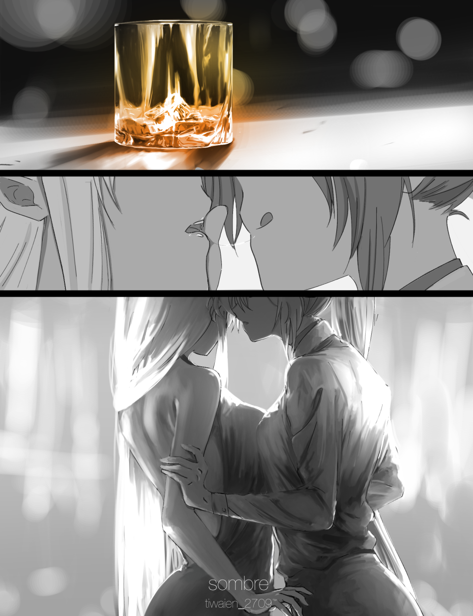 2girls, alcohol, alternate_costume, backless_dress, backless_outfit, breasts, dress, drink