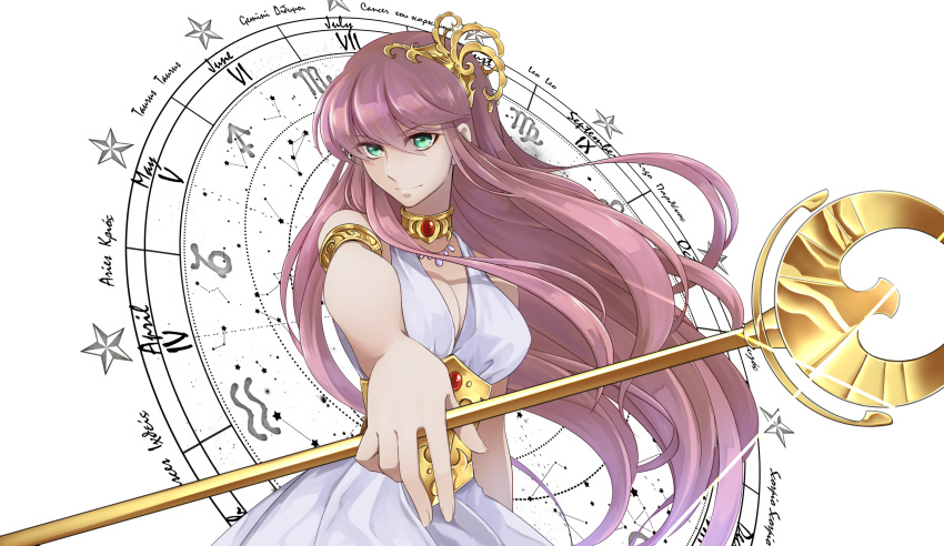 1girl, artist_request, athena_(saint_seiya), looking_at_viewer, purple_hair, saint_seiya, saori_kido