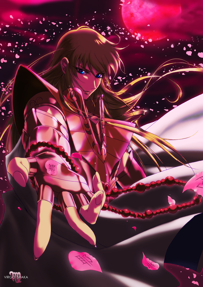 1boy, androgynous, armor, bindi, male, petals, saint_seiya, towe