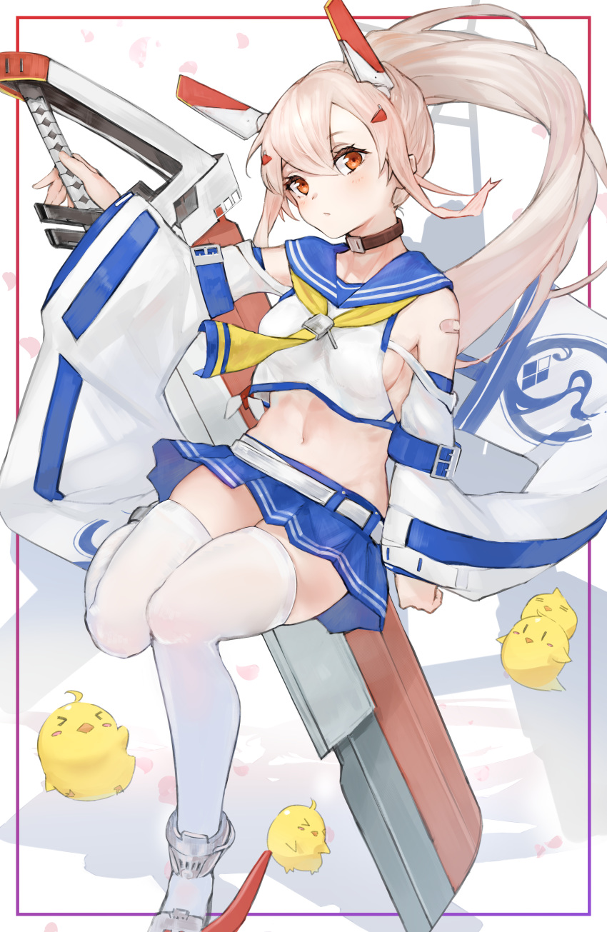 1girl, absurdres, ayanami_(azur_lane), azur_lane, bandaid, bandaid_on_arm, bangs, belt