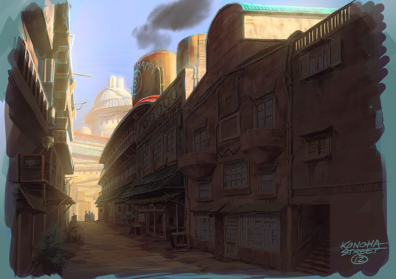 blurry, colored, concept_art, depth_of_field, joel_dos_reis_viegas, konohagakure, naruto, naruto:_rise_of_a_ninja