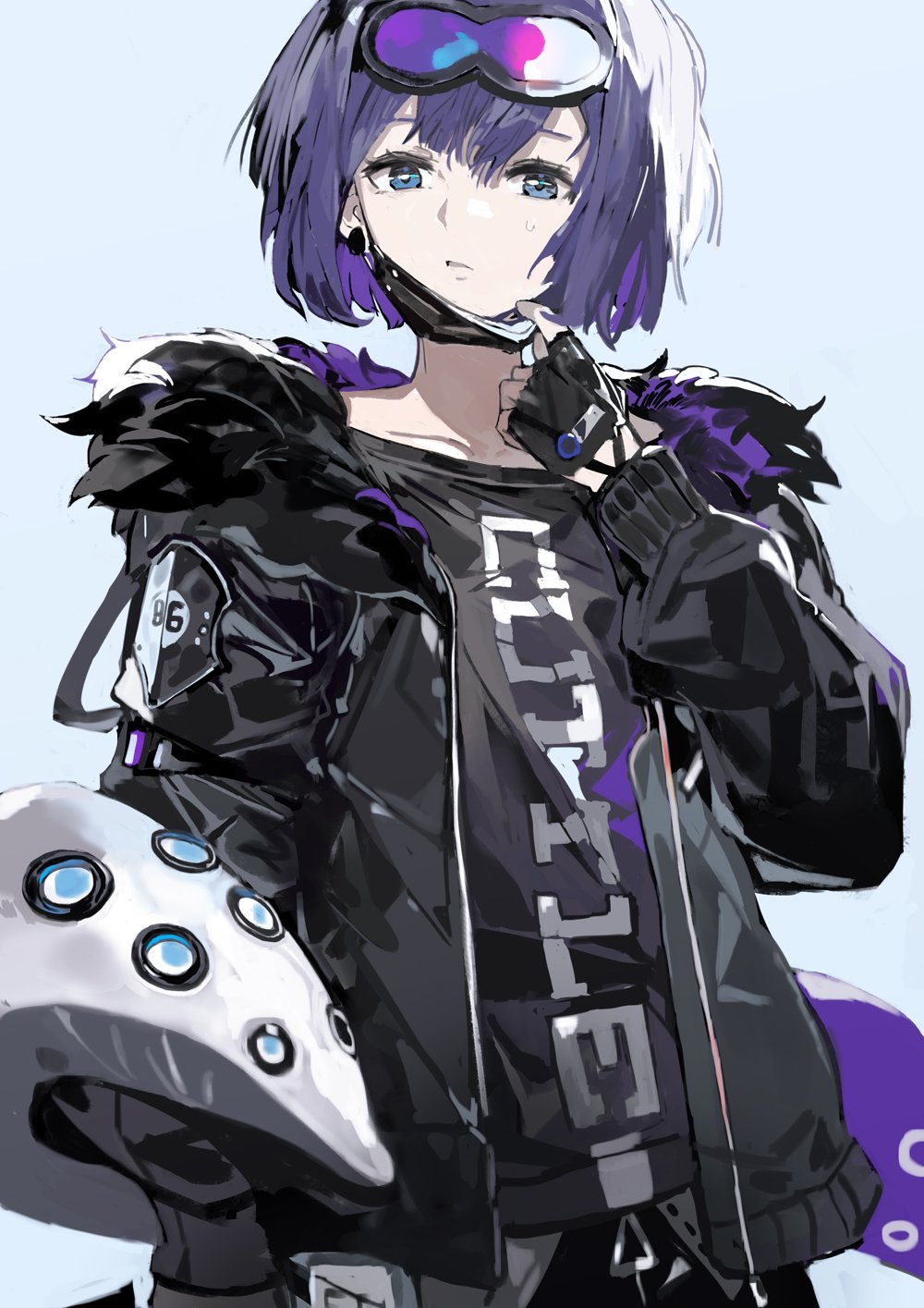 1girl, alchemaniac, andreana_(arknights), arknights, bangs, black_gloves, black_jacket, black_shirt