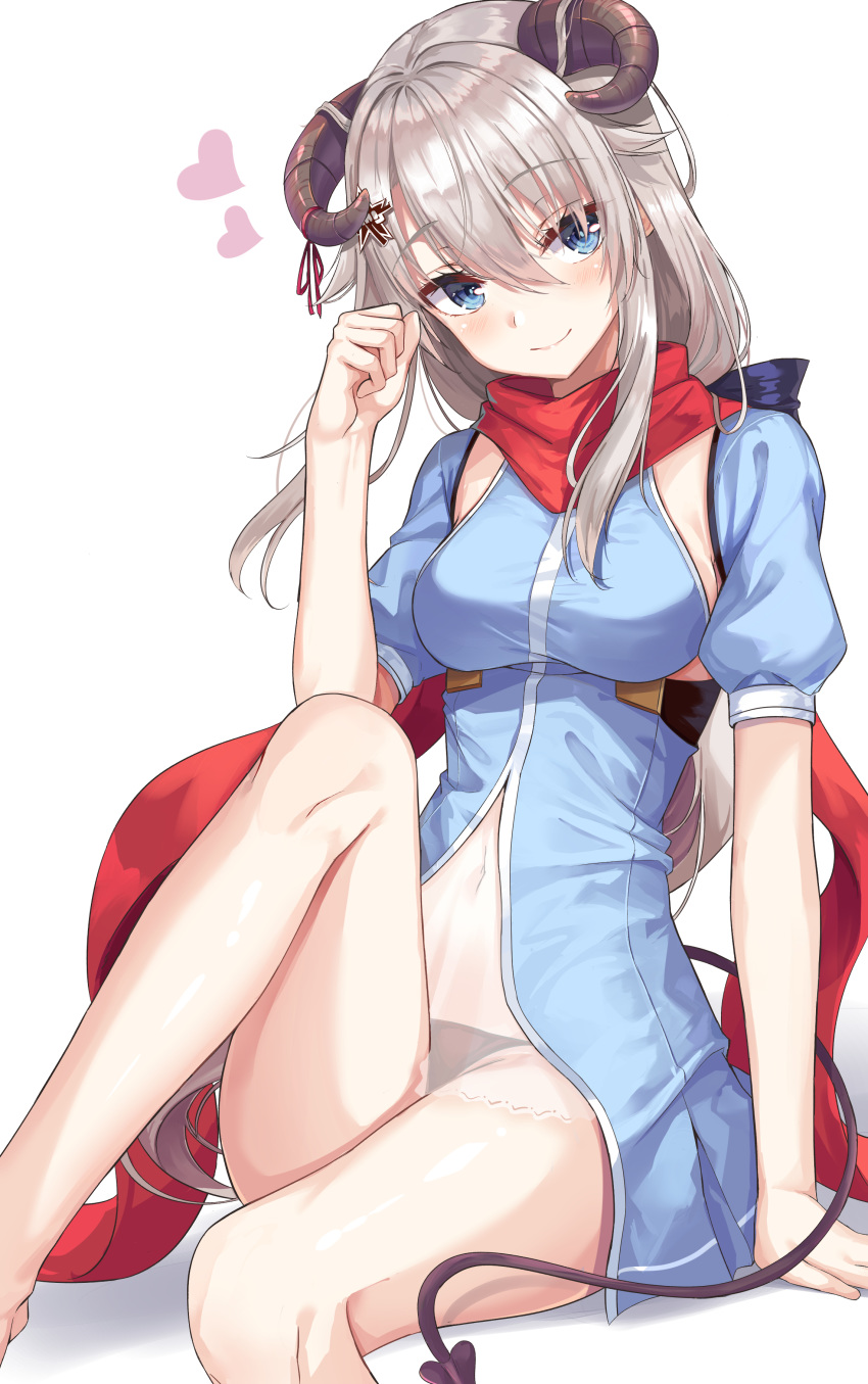 1girl, 9a-91_(girls_frontline), absurdres, bare_legs, black_panties, blue_dress, blue_eyes, blush