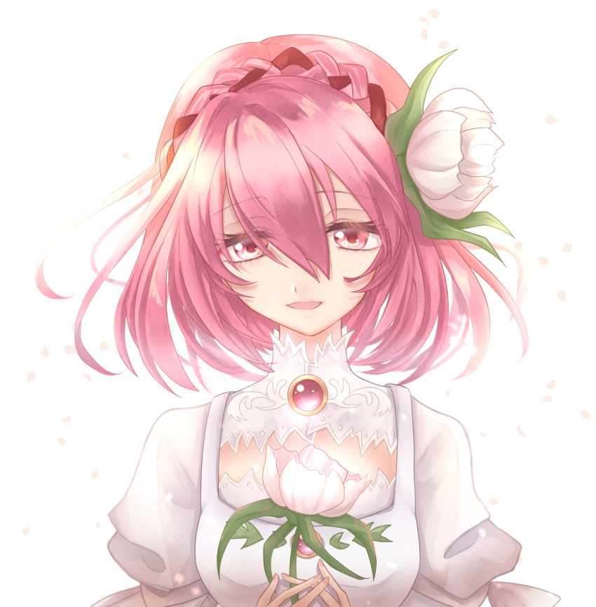 absurdres, dress, flower, hair_flower, hair_ornament, highres, misella, petals