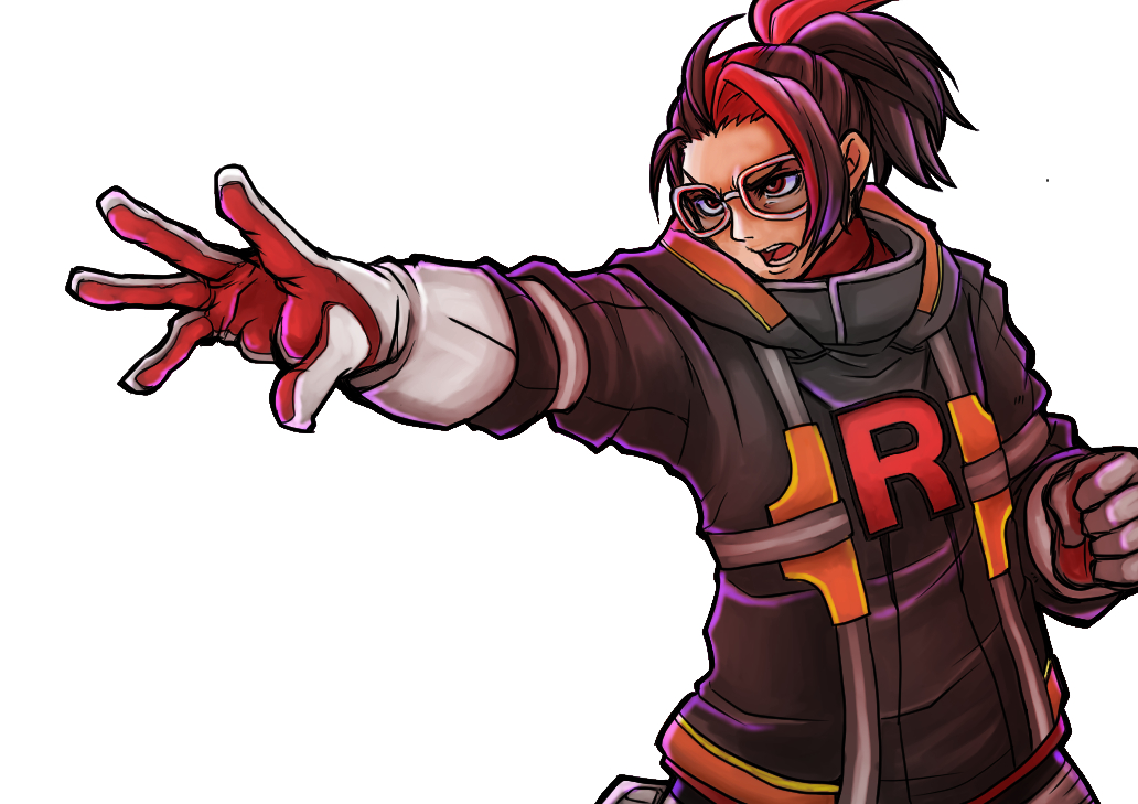 1boy, ahoge, arlo_(pokemon), black_hair, clenched_hand, gloves, holding, hood