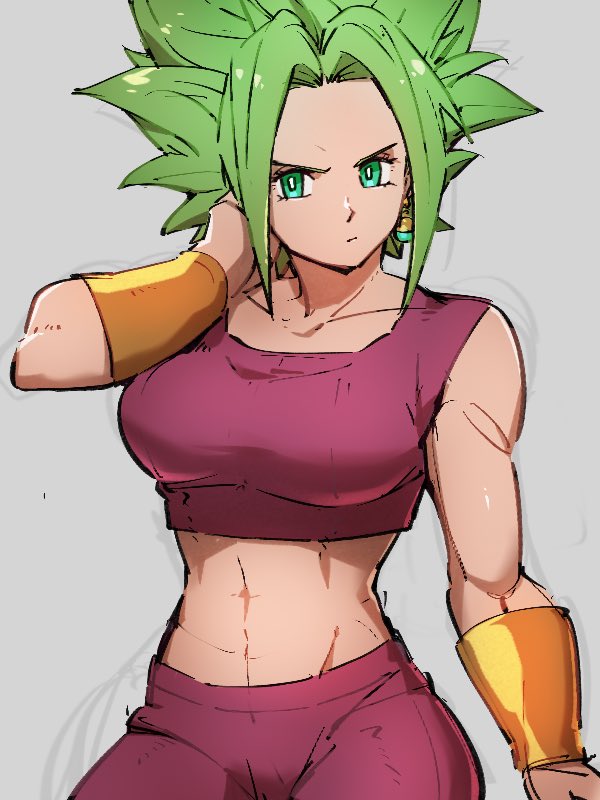1girl, breasts, closed_mouth, dragon_ball, dragon_ball_super, earrings, green_eyes, green_hair