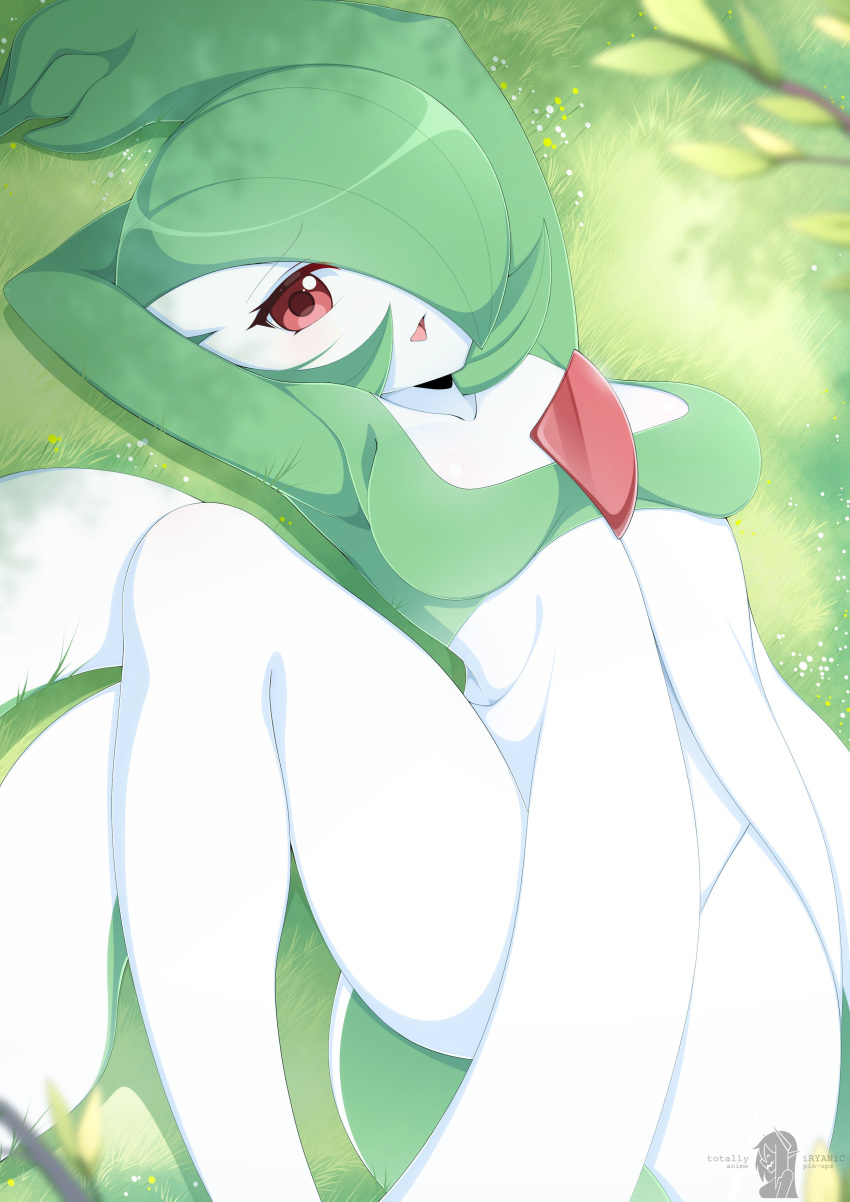 1girl, absurdres, breasts, crotch, day, from_above, gardevoir, gen_3_pokemon