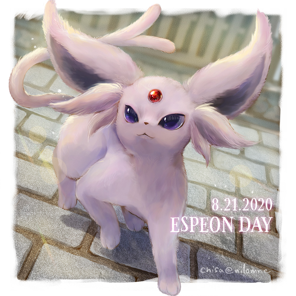 animal_ear_fluff, artist_name, brick_floor, character_name, closed_mouth, commentary_request, dated, espeon