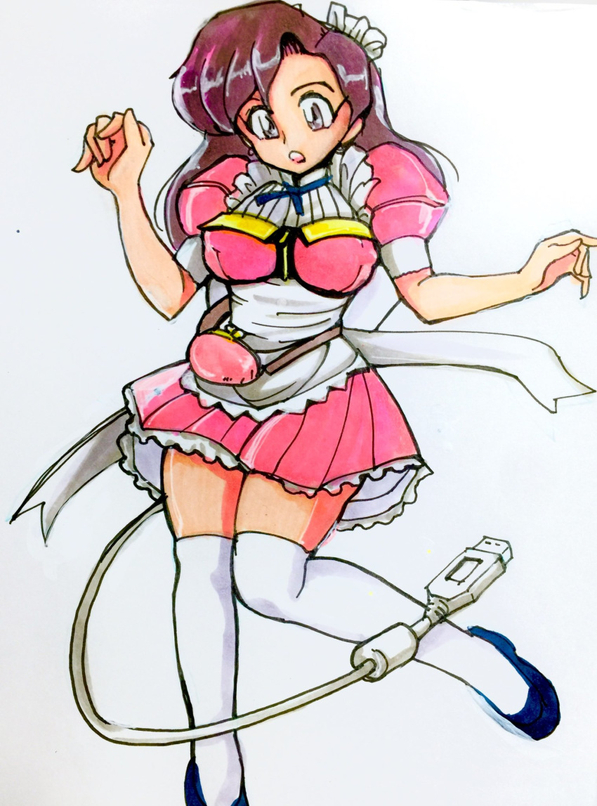 1girl, alternate_costume, cosplay, crossover, cyberdoll_may, cyberdoll_may_(cosplay), enmaided, grey_eyes