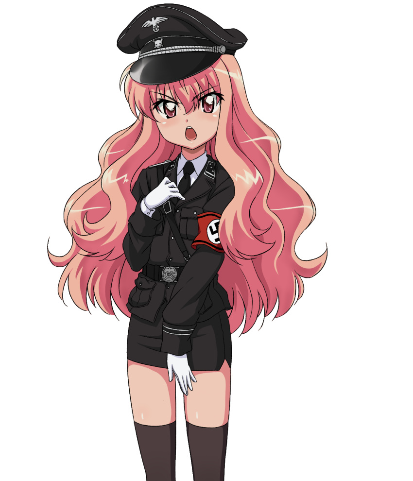 1girl, hideyoshiao1, louise_francoise_le_blanc_de_la_valliere, nazi, nazism, pink_hair, tsundere, zero_no_tsukaima
