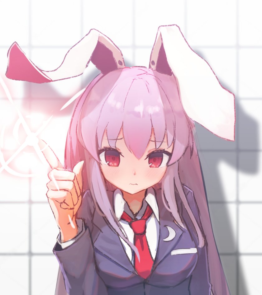 1girl, animal_ears, bangs, black_jacket, blazer, blouse, blush, breasts