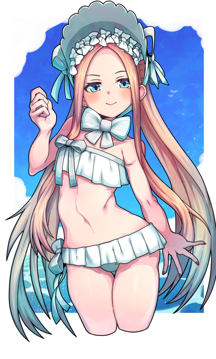 1girl, abigail_williams_(fate/grand_order), abigail_williams_(swimsuit_foreigner)_(fate), absurdres, bangs, bikini, blonde_hair, blue_eyes